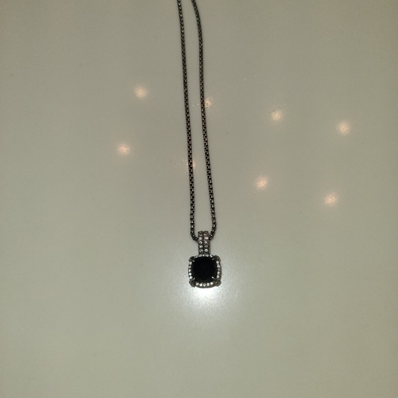 DAVID YURMAN black onyx and diamond pendant necklace with chain - Picture 5 of 13